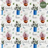 Saksıda Yapraklı Bitki Desenli Dijital Baskılı Kumaş